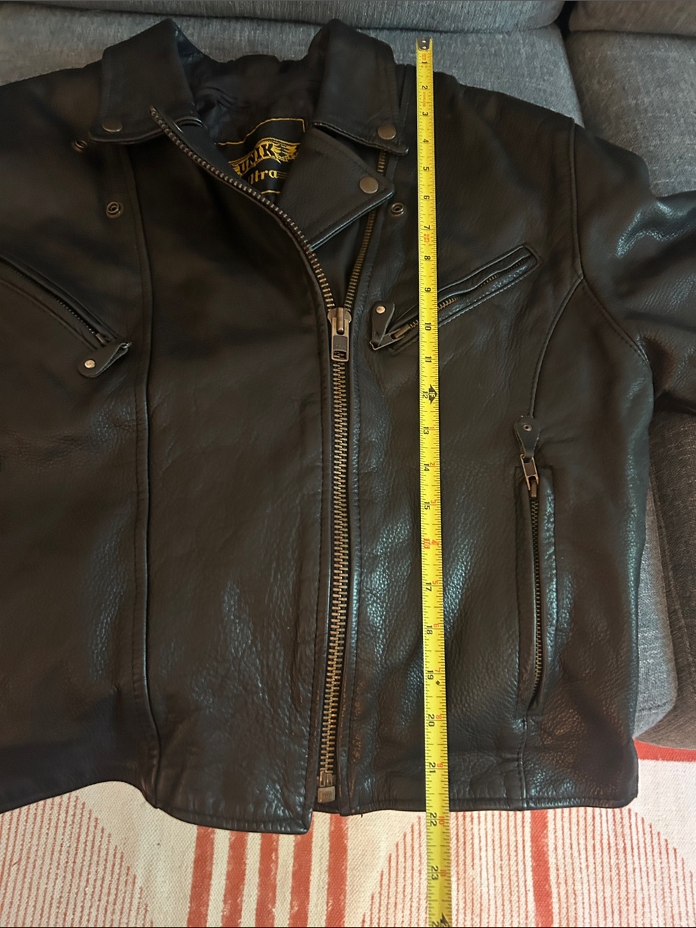 Unik Black Leather Biker Jacket - Picture 6 of 7